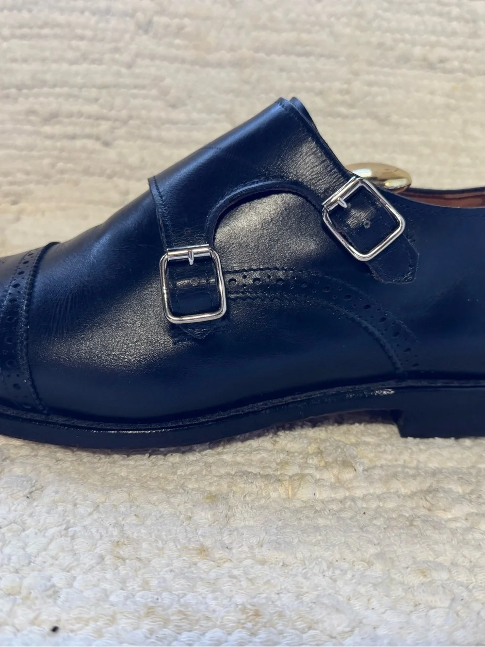Allen Edmonds Black Leather Double Monk Strap Oxfords